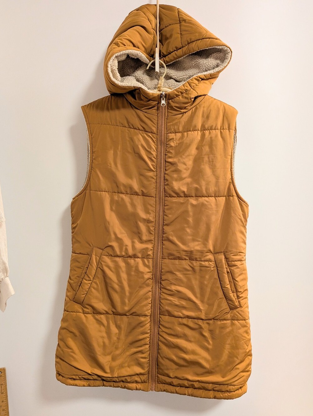 Women's Hooded Quilted Vest in Mustard - Unbranded